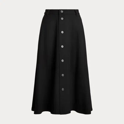 Polo Ralph Lauren Wool Crepe Buttoned Skirt In Black