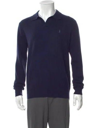 Pre-owned Polo Ralph Lauren Wool Crew Neck Polo Sweater In Blue