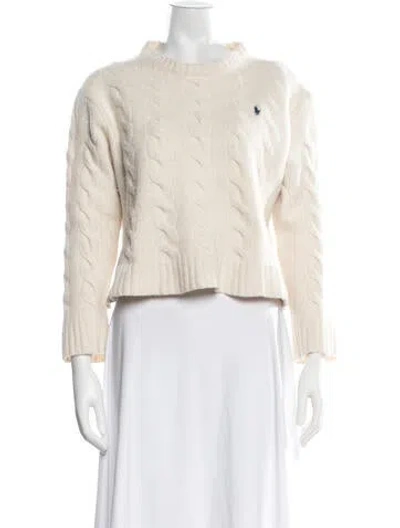 Pre-owned Polo Ralph Lauren Wool Crew Neck Sweater In Neutrals
