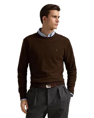Polo Ralph Lauren Classic Wool Sweater With Crew Neckline In Brown