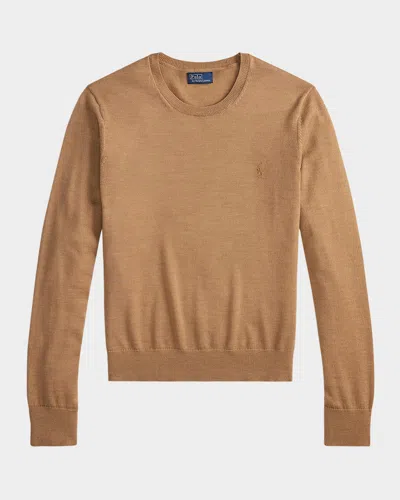 Polo Ralph Lauren Wool Crewneck Sweater In Brown