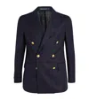 Polo Ralph Lauren Mens Navy Doleskin Double-breasted Peak-lapel Wool Blazer In Navy