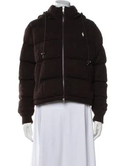 Pre-owned Polo Ralph Lauren Wool Down Coat In Brown