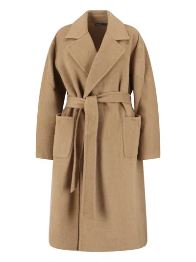 Polo Ralph Lauren Wool Dressing Gown Coat In Beige Wool In Brown
