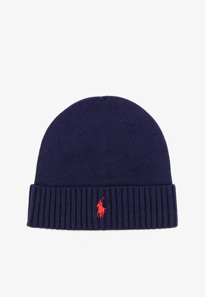 Polo Ralph Lauren Wool Embroidered Beanie In Blue