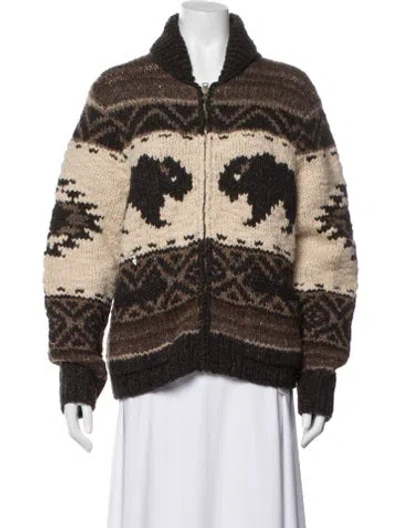 Pre-owned Polo Ralph Lauren Wool Graphic Print Jacket In Brown