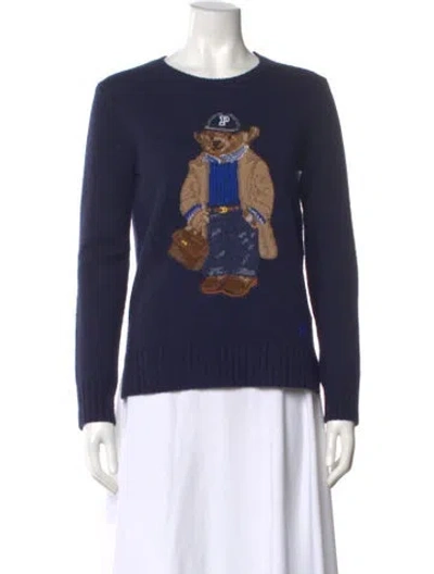 Pre-owned Polo Ralph Lauren Wool Graphic Print Sweater In Blue