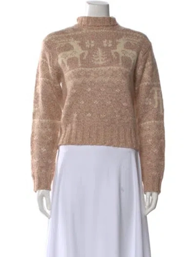 Pre-owned Polo Ralph Lauren Wool Graphic Print Sweater In Neutral