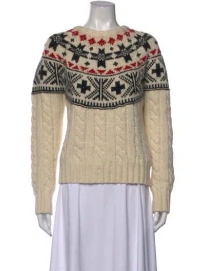 Pre-owned Polo Ralph Lauren Wool Graphic Print Sweater In Neutrals