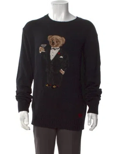 Pre-owned Polo Ralph Lauren Wool Graphic Print Sweatshirt In Black