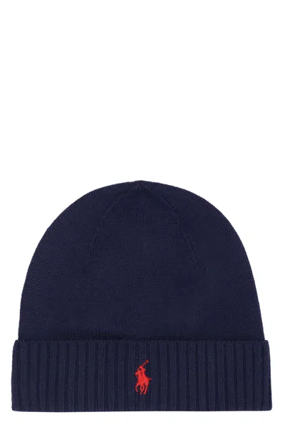 Polo Ralph Lauren Mens Hunter Navy Logo-embroidered Wool Hat In Brown