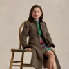 Polo Ralph Lauren Kids' Wool Herringbone Princess Coat In Brown Khaki Herringbone