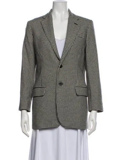 Pre-owned Polo Ralph Lauren Wool Houndstooth Print Blazer In Black