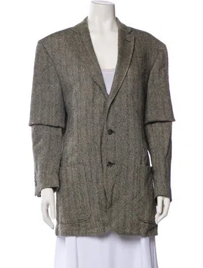 Pre-owned Polo Ralph Lauren Wool Houndstooth Print Blazer In Neutral