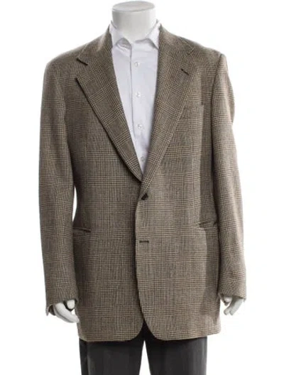 Pre-owned Polo Ralph Lauren Wool Houndstooth Print Blazer In Neutral
