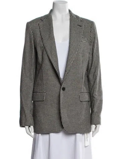 Pre-owned Polo Ralph Lauren Wool Houndstooth Print Blazer In White