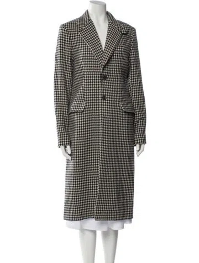 Pre-owned Polo Ralph Lauren Wool Houndstooth Print Peacoat In Neutral