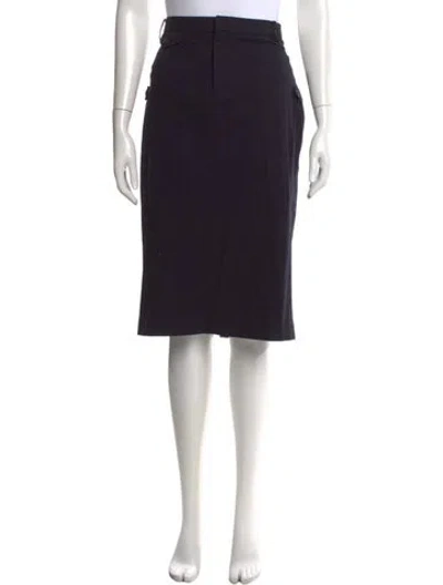 Pre-owned Polo Ralph Lauren Wool Knee-length Skirt W/ Tags In Black