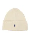 Polo Ralph Lauren Wool Knit Beanie With Embroidered Logo In White