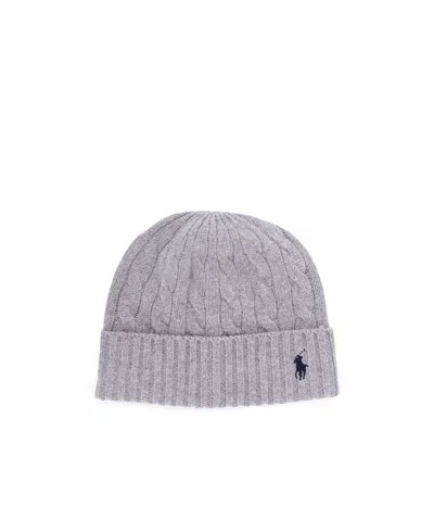 Polo Ralph Lauren Wool Knitted Hat In Gray