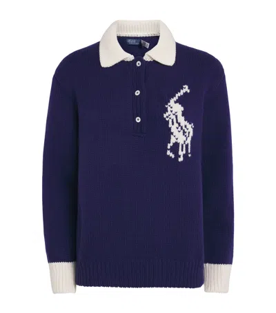 Polo Ralph Lauren Wool Logo Rugby Sweater In Purple