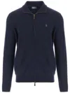Polo Ralph Lauren Wool Pullover With Half Zip In Blue