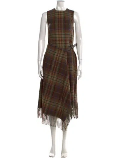 Pre-owned Polo Ralph Lauren Wool Long Dress In Brown