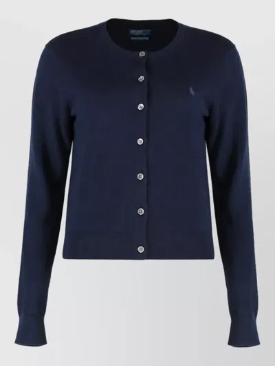 Polo Ralph Lauren Wool Long Sleeve Cardigan In Blue