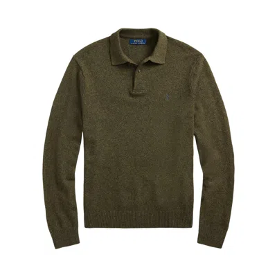 Pre-owned Polo Ralph Lauren Wool Long-sleeve Polo Shirt 'green'