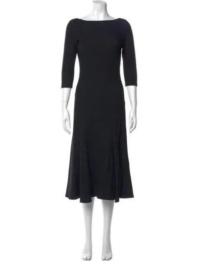 Pre-owned Polo Ralph Lauren Wool Midi Length Dress In Black