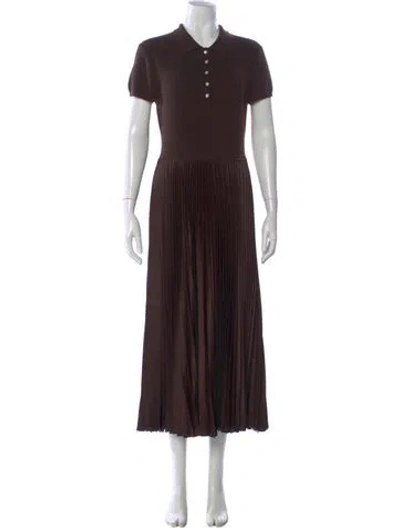 Pre-owned Polo Ralph Lauren Wool Midi Length Dress In Brown