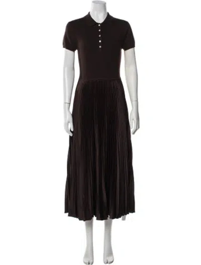 Pre-owned Polo Ralph Lauren Wool Midi Length Dress In Brown