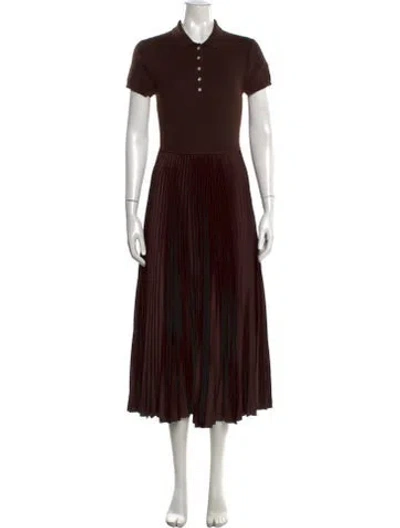 Pre-owned Polo Ralph Lauren Wool Midi Length Dress In Brown