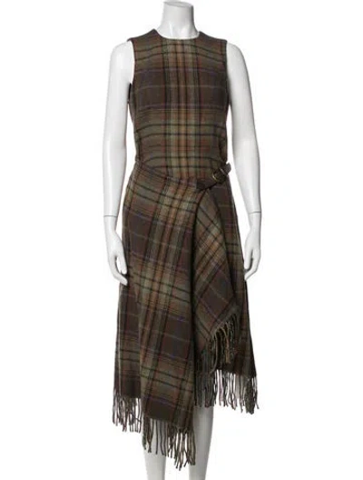 Pre-owned Polo Ralph Lauren Wool Midi Length Dress In Brown