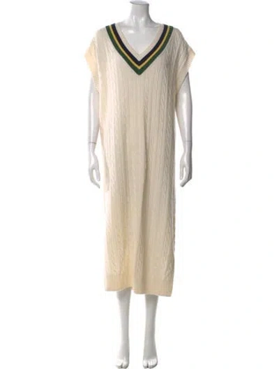 Pre-owned Polo Ralph Lauren Wool Midi Length Dress In Neutral