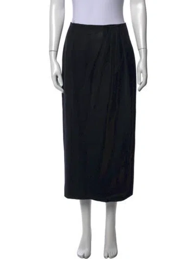 Pre-owned Polo Ralph Lauren Wool Midi Length Skirt In Black
