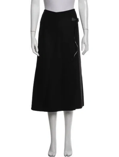 Pre-owned Polo Ralph Lauren Wool Midi Length Skirt In Black