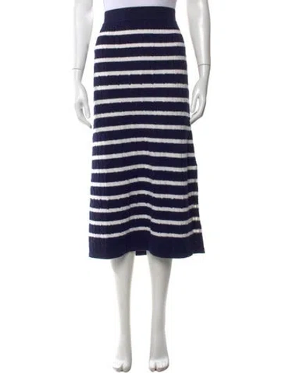 Pre-owned Polo Ralph Lauren Wool Midi Length Skirt In Blue