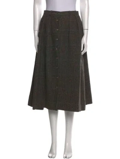 Pre-owned Polo Ralph Lauren Wool Midi Length Skirt In Green