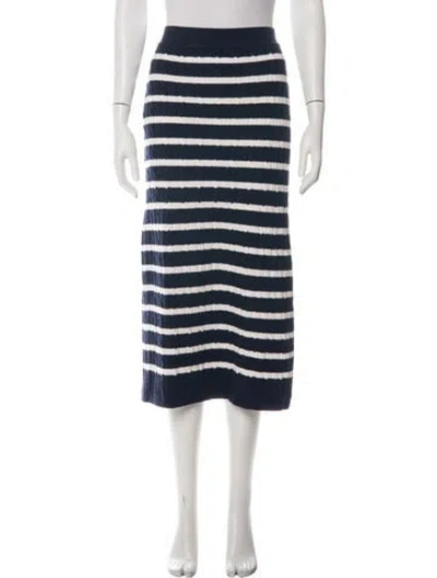 Pre-owned Polo Ralph Lauren Wool Midi Length Skirt W/ Tags In Blue