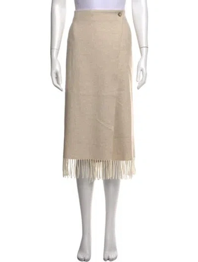 Pre-owned Polo Ralph Lauren Wool Midi Length Skirt W/ Tags In Neutrals