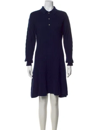 Pre-owned Polo Ralph Lauren Wool Mini Dress In Blue