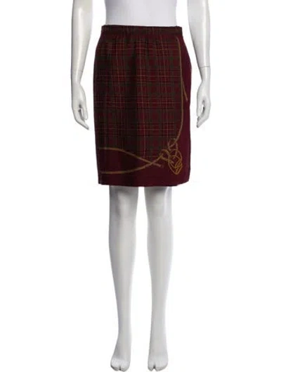 Pre-owned Polo Ralph Lauren Wool Mini Skirt In Burgundy