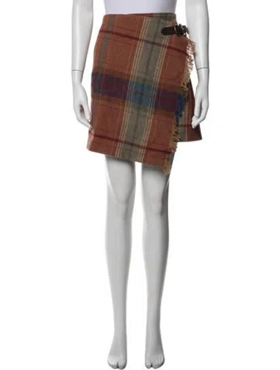 Pre-owned Polo Ralph Lauren Wool Mini Skirt In Orange