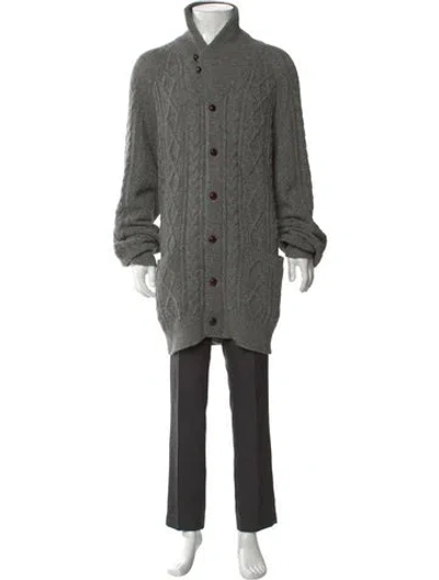 Pre-owned Polo Ralph Lauren Wool Mock Neck Cardigan In Gray