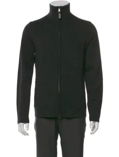 Pre-owned Polo Ralph Lauren Wool Mock Neck Cardigan In Gray