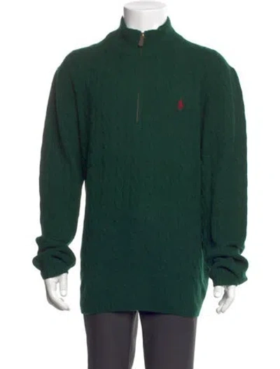 Pre-owned Polo Ralph Lauren Wool Mock Neck Polo Sweater W/ Tags In Green