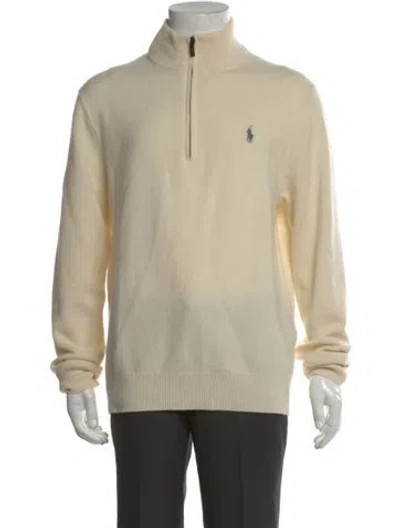 Pre-owned Polo Ralph Lauren Wool Mock Neck Polo Sweater W/ Tags In Neutral