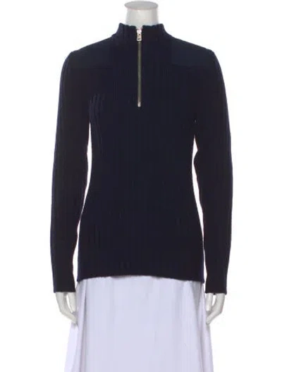 Pre-owned Polo Ralph Lauren Wool Mock Neck Sweater W/ Tags In Blue
