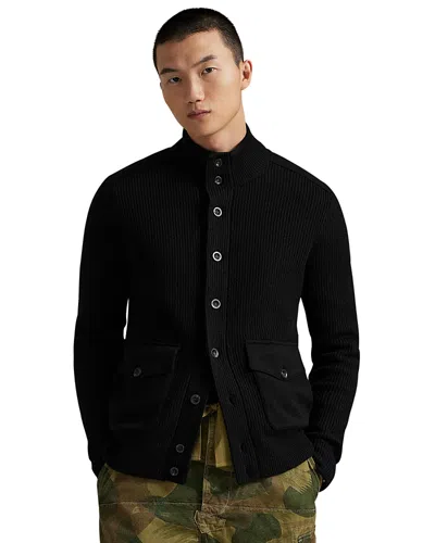 Polo Ralph Lauren Wool Mockneck Cardigan In Black